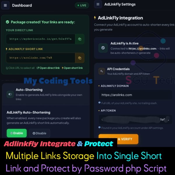 Multi Link Storage v2.0 with Adlinkfly Integration and Short Links Protect By Password php script 2.0